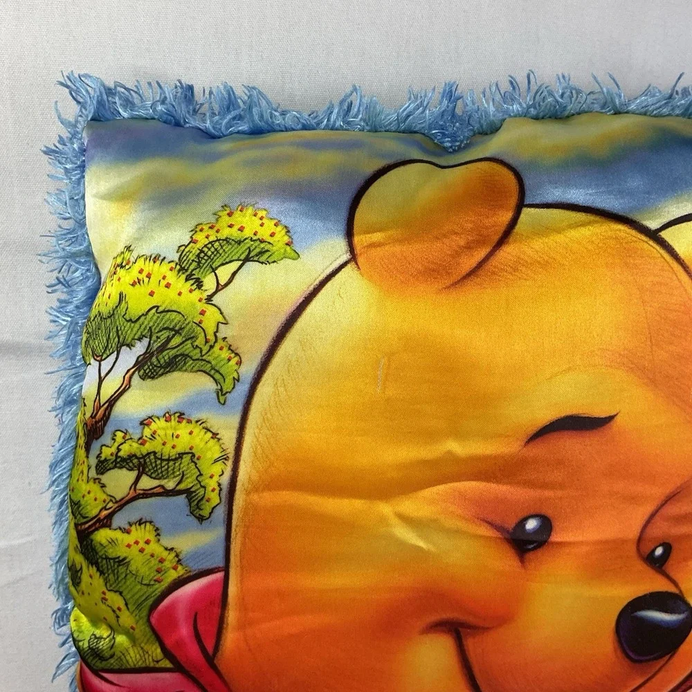 Disney Winnie the Pooh & Piglet Shaggy Throw Pillow 16x16 Square Cushion Vintage